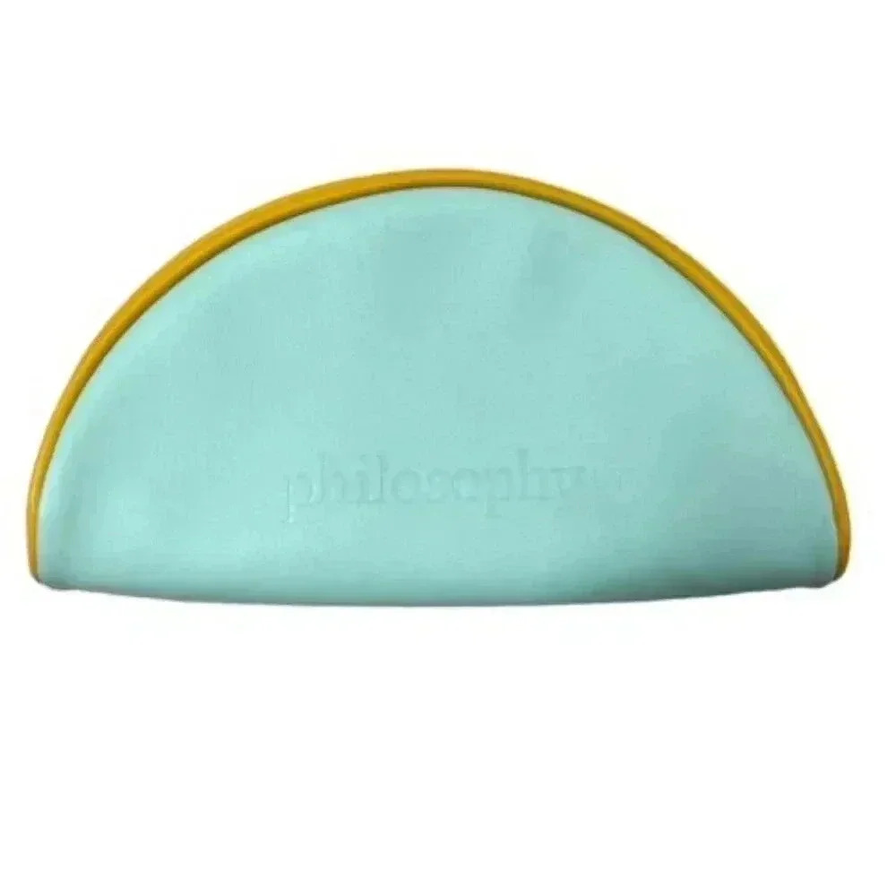 Philosophy Toiletry Cosmetic Makeup Bag Blue with Yellow Trim 9'X5.5